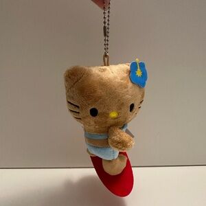 Hello Kitty Tan Bikini Surfing 50th Anniv.  Plush Mascot Keychain